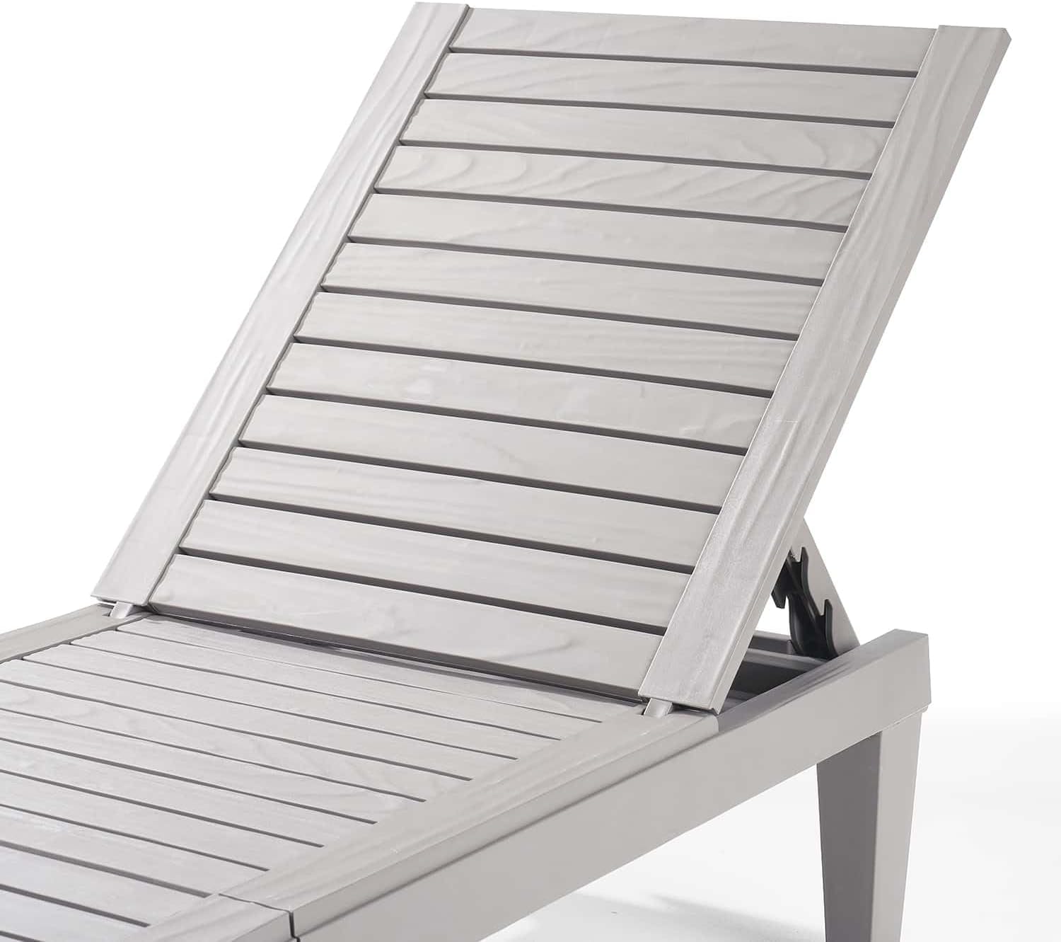 Nestl Sun Tanning Chair - Light Grey Chaise Lounge Chair Outdoor, Lightweight Pool Lounge Chairs Set of 2, Adjustable 5-Position Reclining Lawn Chair, Waterproof Beach Outdoor Lounge Chairs
