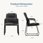 DUMOS Leather Guest Chairs Set of 2,Waiting Room Chair with Sled Base Padded Arm Rest for Meeting Conference Office Home