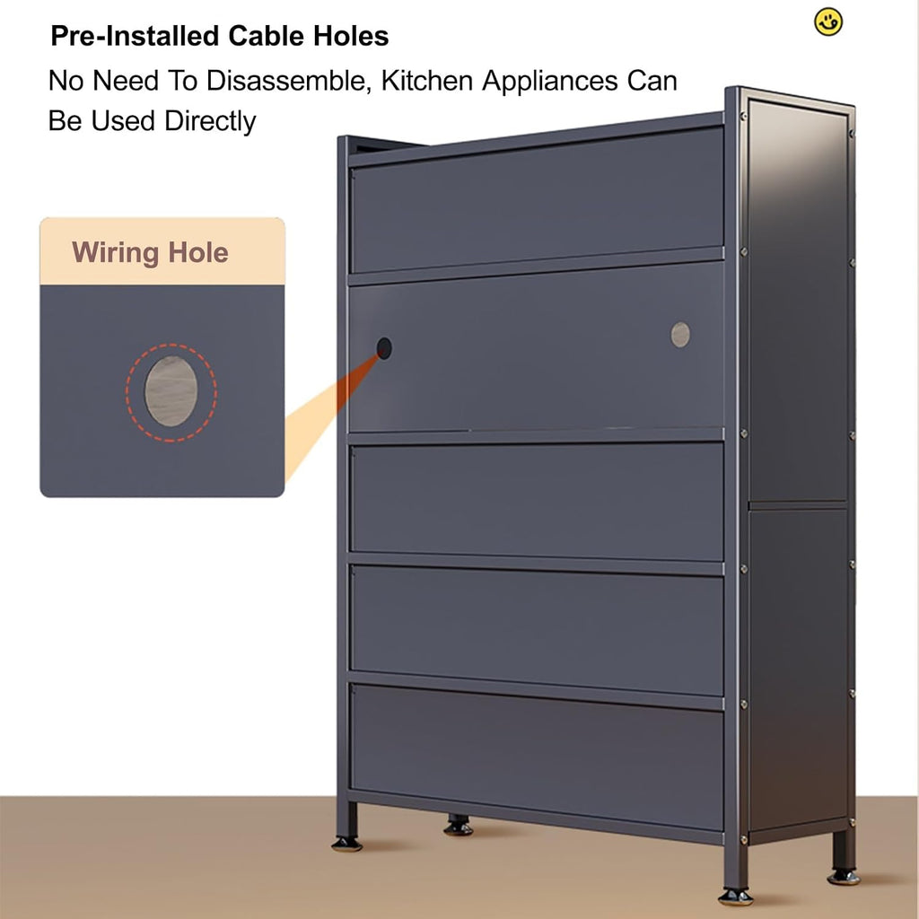 Tall Storage Cabinet with Glass Doors, Kitchen Pantry Cabinet Adjustable Shelves, Hutch Cabinet with Storage, for Dining Room Living Room Furniture(Gray,184x60cm/72.4x23.6in)
