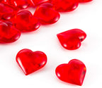 150 Pieces Red Acrylic Heart Shaped Crystals Gems | Translucent, Table Scatter, Valentine's Day & Wedding Decoration, Vase Filler
