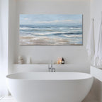 BewDalky Abstract Coastal Beach Wall Art Blue Ocean Waves Canvas Prints Modern Minimalist Landscape Painting Seascape Pictures Artwork for Living Room Bedroom Bathroom Beachy House Wall Decor 20"x40"