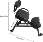 Drfeify Kneeling Chair, Height Adjustable Breathable Back Support Kneeling Chair with Leather Cushion