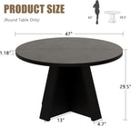 iPormis 47 Inches Round Dining Table for 4-6 People, Modern Wooden Kitchen Table for Dining Room, Farmhouse Circle Dinner Tables Furniture for Kitchen Living Room, Black