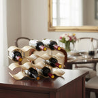 4-Tier Wine Rack Countertop, 14 Bottles Wooden Wine Holder Inserts for Cabinet, Freestanding Wine Shelf Storage Organizer for Bar or Pantry