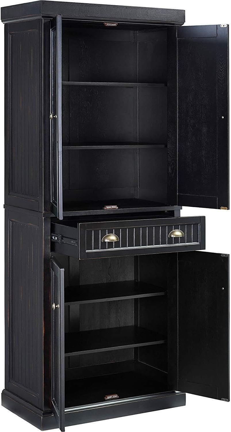 Maykoosh Kitchen Pantry Cabinet - Large Storage, Adjustable Shelves, Distressed Black Finish