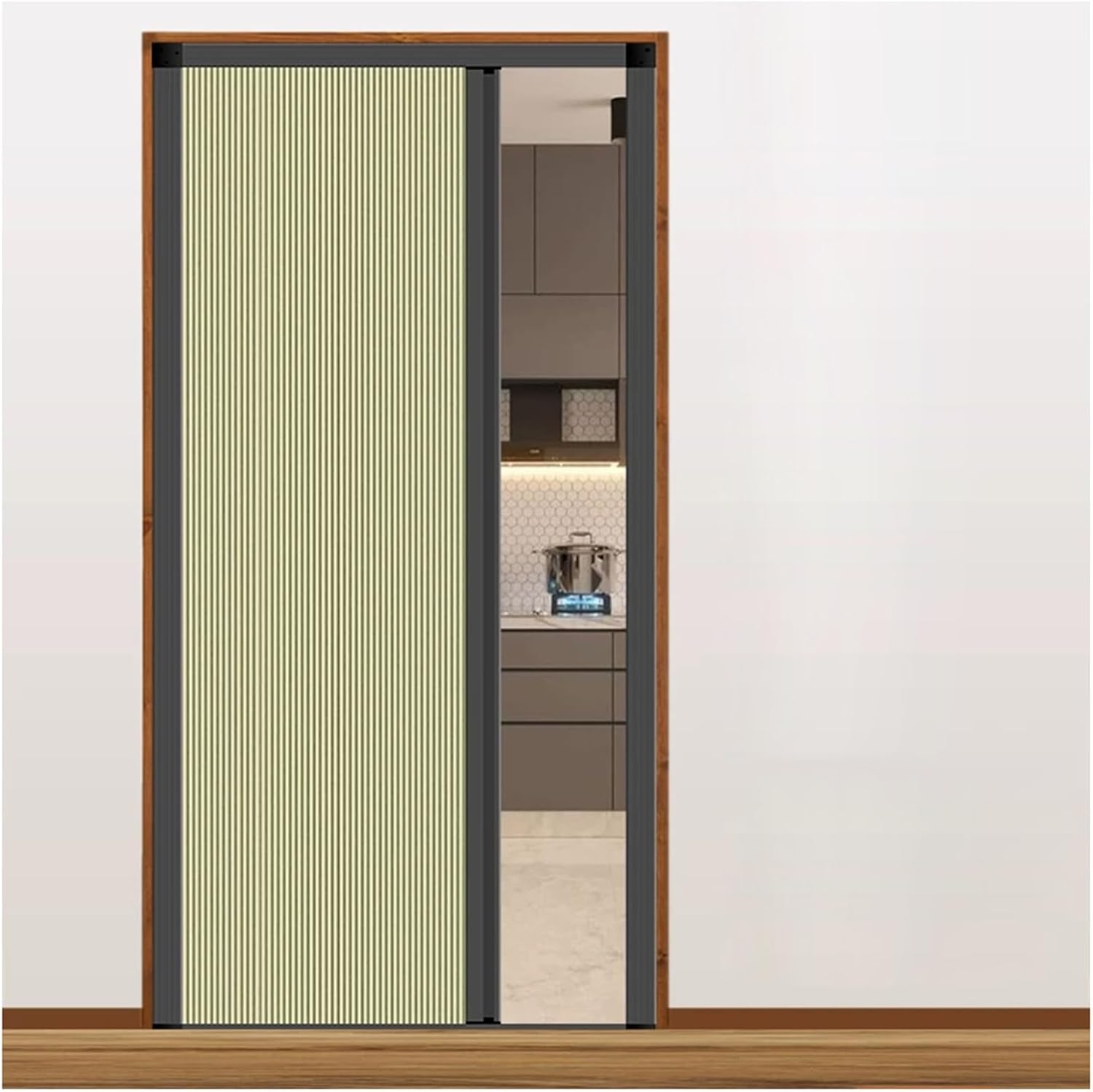 Honeycomb Folding Door Retractable Honeycomb Folding Door,No-Drill Alum Frame Space-Saving,for Bedroom Kitchen(Yellow,72X80IN)