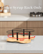Rotating Coffee Syrup Organizer, Syrup Bottle Holder for Coffee Syrup Dispenser 16.9oz, Bamboo Coffee Syrup Rack for Coffee Bar Station Countertop, Coffee Bar Accessories(Syrup Rack Only)