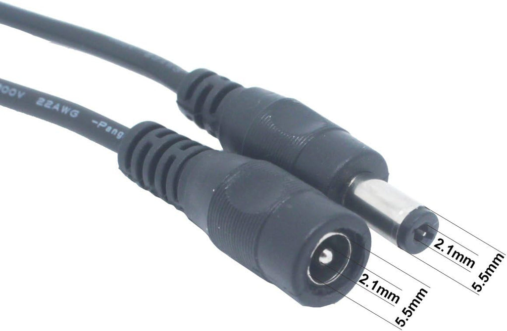 Litever Extension Cable 20 awg 3.3 ft, Designed for Litever LL-008 Series Under Cabinet Lights. 5.5mm x 2.1mm Plugs, Male to Female, for 5~24VDC LED Light Strips, CCTV; for Maximum 3A or Less