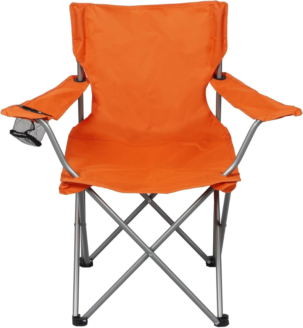 Four-fold Camping Chair with Cup Holder, Bright Orange.