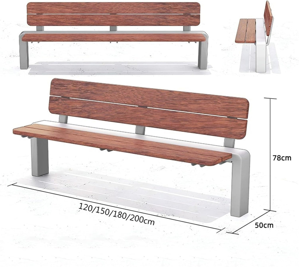 Garden Stainless Steel Outdoor Benches, Armless Long Leisure Chairs for Gardens, Courtyards, and Terraces Seat(Large)