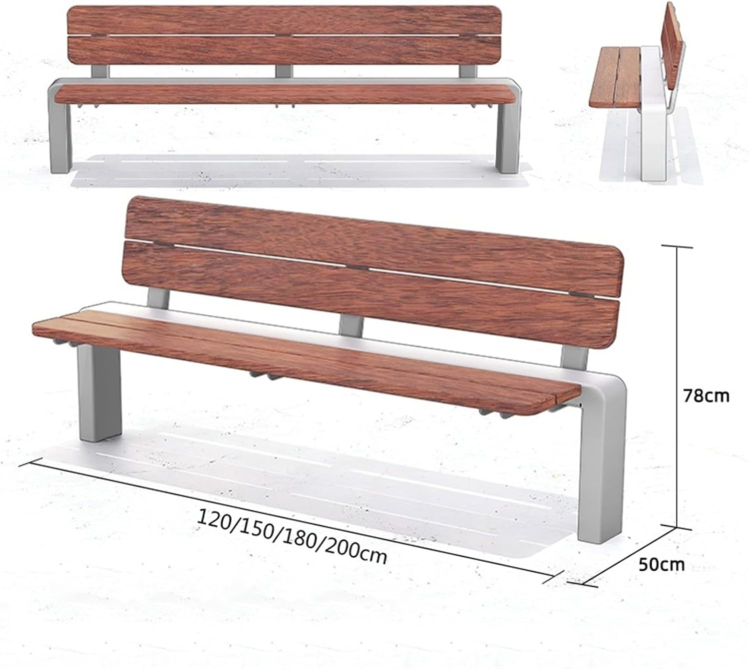 Garden Stainless Steel Outdoor Benches, Armless Long Leisure Chairs for Gardens, Courtyards, and Terraces Seat(Large)