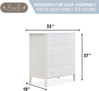 SORELLE FURNITURE Baby Bundle 4-Piece Nursery Set with 4-in-1 Convertible Crib, 4-Drawer Dresser, Changing Table and Toddler Rail, Furniture Made of Wood, Finish, Nursery Furniture Set -White