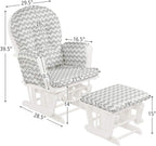 Costzon Nursery Glider with Ottoman, Upholstered Comfort Glider Rocker with Padded Cushion, Storage Pocket, Solid Wood Base, Rocking Chair Nursery for Breastfeeding, Napping (Gray and White)