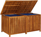 Solid Acacia Wood Patio Storage Box 59.1x31.5x29.5 Inches, Outdoor Garden Storage Box with Waterproof Zippered Bag and Gas-Lift Lid, Bench and Side Table