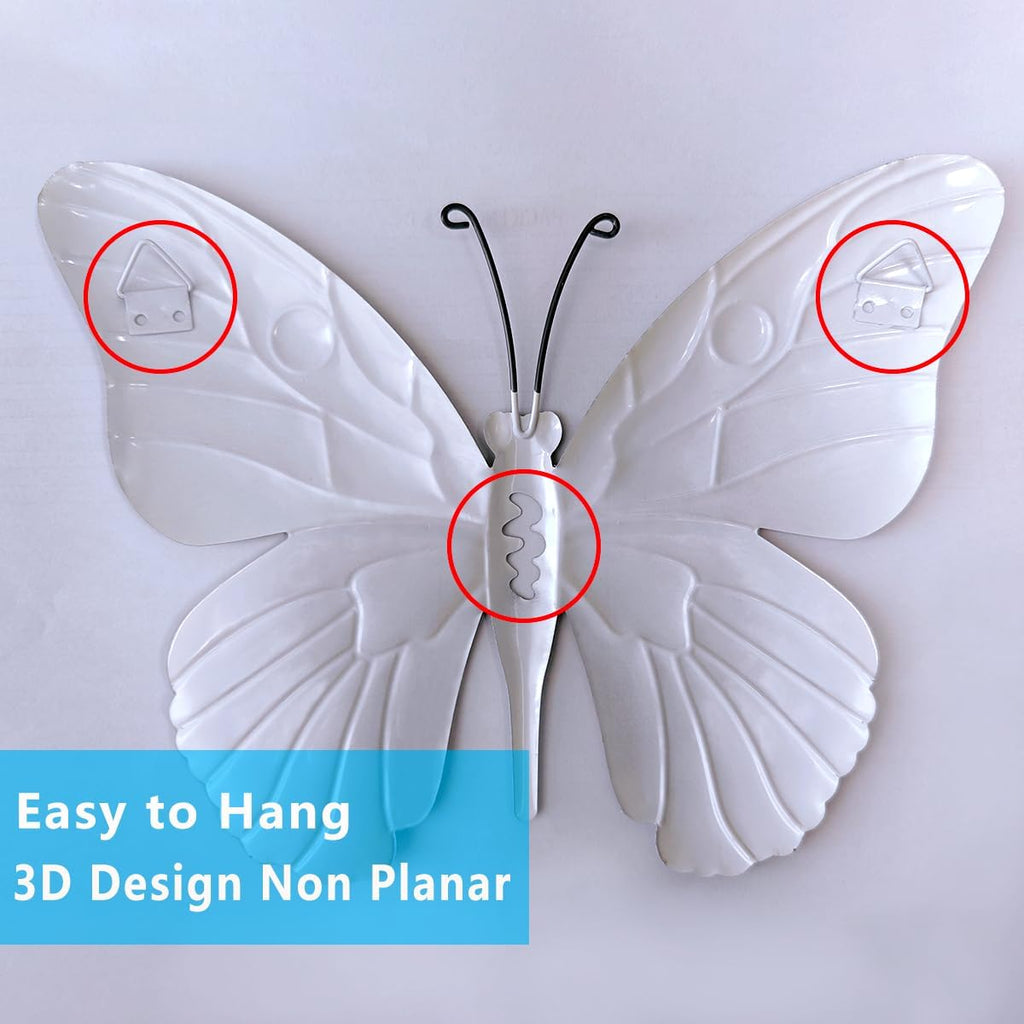 Metal Butterfly Wall Decor - 9.6" Outdoor Fence Wall Art Decor, Hanging Decoration for Garden Yard Living Room Bedroom Patio Balcony(4 Pack)