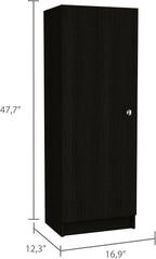 16.9" D*12.3" W*47" H Corner Freestanding Storage Cabinet with 3 Shelves, Single Door, Rectangular Kitchen Pantry, Traditional, for Living Room, Dining Room, Black