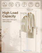 Garment Rack Freestanding, Metal Coat Rack, White, 68.9 In High | Modern Clothes Rack with Rock Slab Base, Heavy-duty Metal Clothing Stand for Boutiques, Hallway, Entryway, Living Room