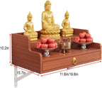 Wall Hanging God Shelf, Buddhist Altar De Madera Shrine with Retractable Pull Plate, Prayer Meditation Table for Living Room, Bedroom, Office(White,19.6 * 15.7 * 10.2in)