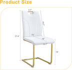 White Dining Chairs Set of 4,Modern Faux Leather Kitchen Chairs,Chrome Gold Legs,Easy to Clean,Dining Room,Office