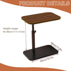 C Shaped End Table Adjustable Height, 360° Swivel C Side Tray, Small Bedside Table, for Couch, Living Room, Bedroom, Corners and Office (Walnut)