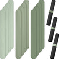 Charniol 12 Pieces Wrapping Paper Roll Holder Holiday Flip Wraps Silicone Covered Metal Strips Flip 1 x 9 Inch Stabilizer Slap Band for Poster Gift Paper Vinyl Storage Organize (Green)