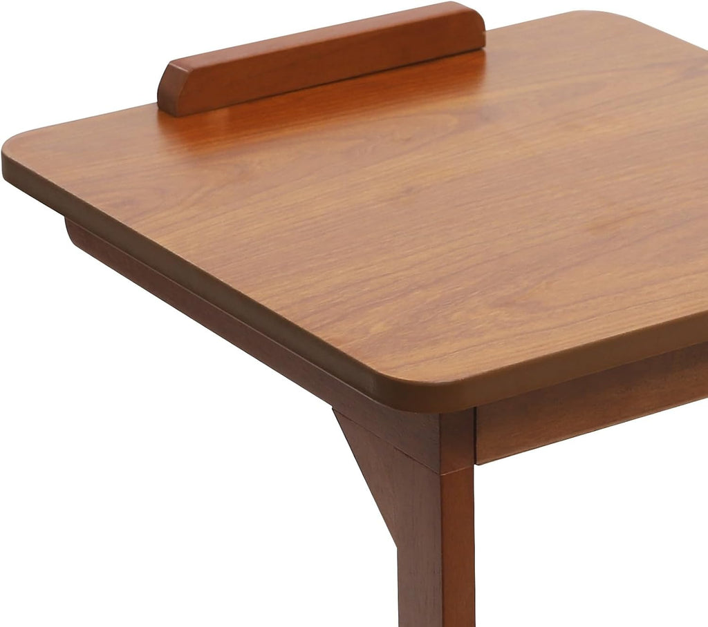Mobile C-Shaped End Table,C Shaped Table for Couch with Concealed Storage Compartment,C Table with Lockable Wheels,55.12Lbs Load Adjustable Desktop Wooden Couch Table for Living Room,Bedroom (Walnut)