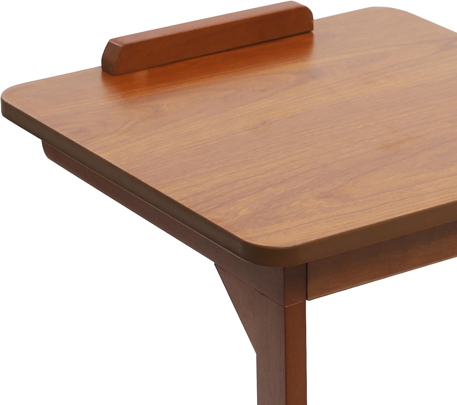 Side Table with Wheels, C Shaped Table for Sofa Bedside, 15.7"x15.7"x24.8“, End Tables Adjustable Desktop (0-40°) for Living Room,Bedroom (Walnut)