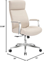 Realspace® Modern Comfort Modee Vegan Leather High-Back Executive Office Chair, Sand/Chrome, BIFMA Compliant