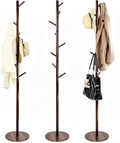 Wooden Coat Rack Freestanding, Corner Bag Purse Coat Hat Rack Tree Hanger Stand Holder Wood Modern Entryway Office Decor Furniture for Small Spaces Standing Heavy Duty Clothes Clothing Rack Hall Tree