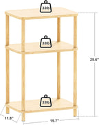 Bamboo End Table, Side Table for Small Space with Storage Shelf, Small Table Stand, Narrow Wooden Bedside Table Nightstand, Toolless Assembly, for Nursery, Living Room, Bedroom, Natural