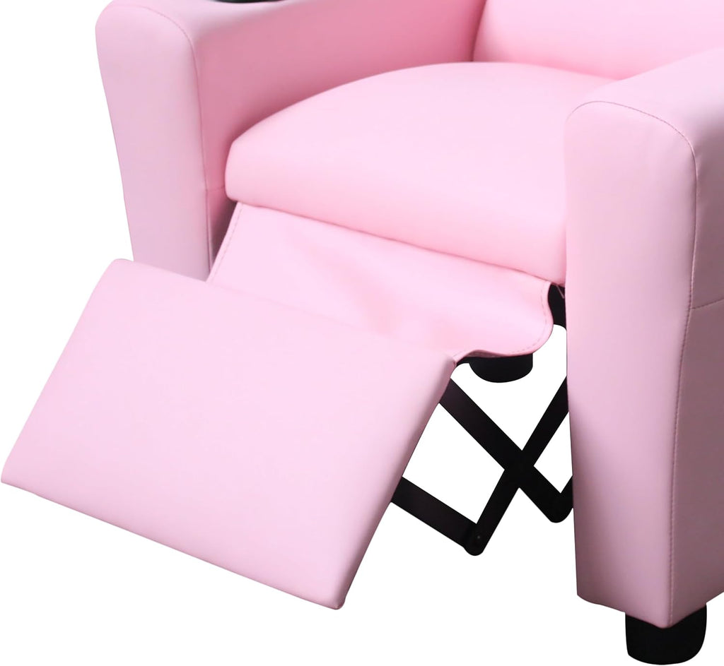 23" Pink PU Leather Recliner Chair with Cupholder