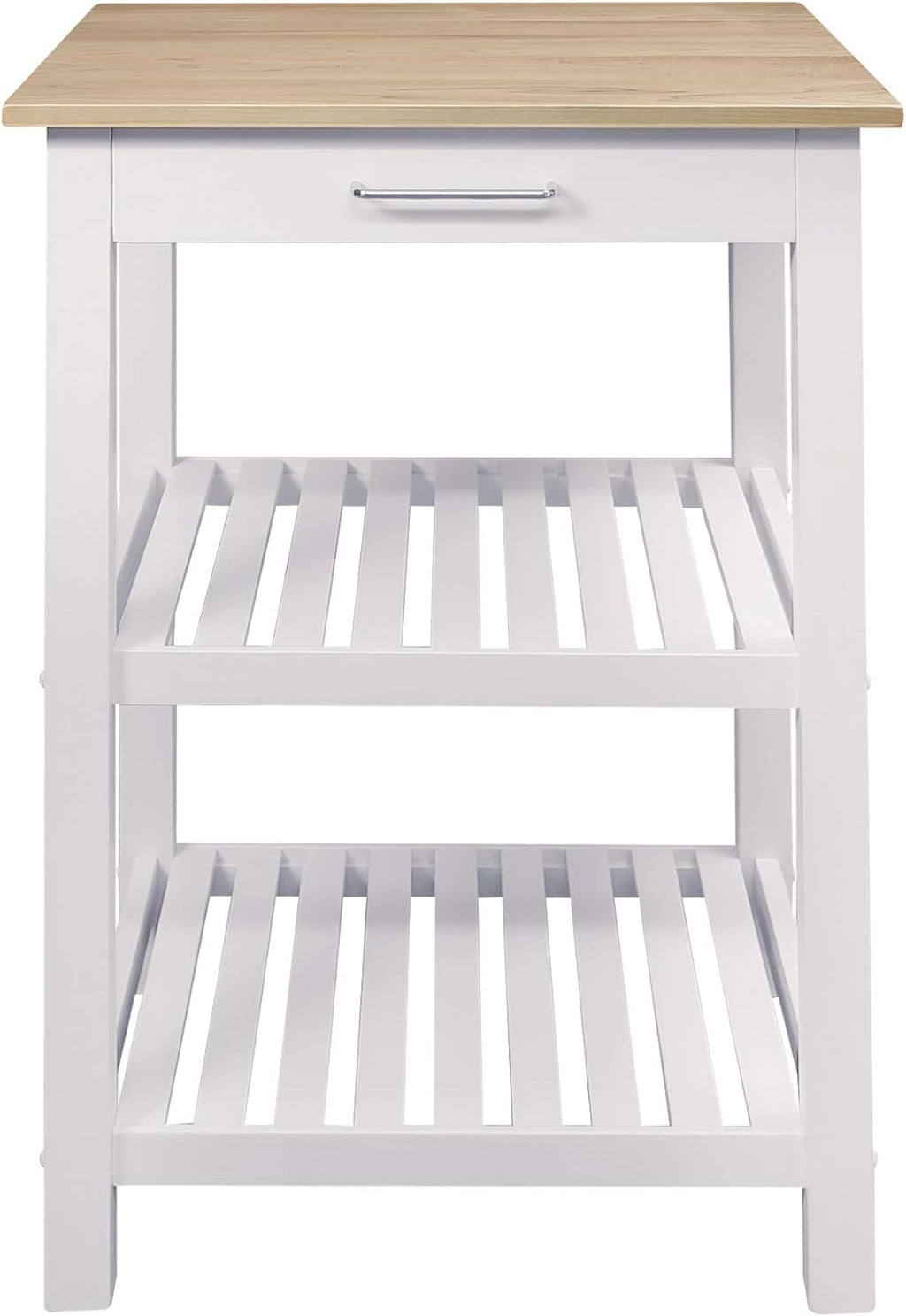 Casual Home Sunrise (Small) with Solid Harvest Hardwood Top Kitchen Island, 22.75"W, Natural&White