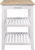 Casual Home Sunrise (Small) with Solid Harvest Hardwood Top Kitchen Island, 22.75"W, Natural&White