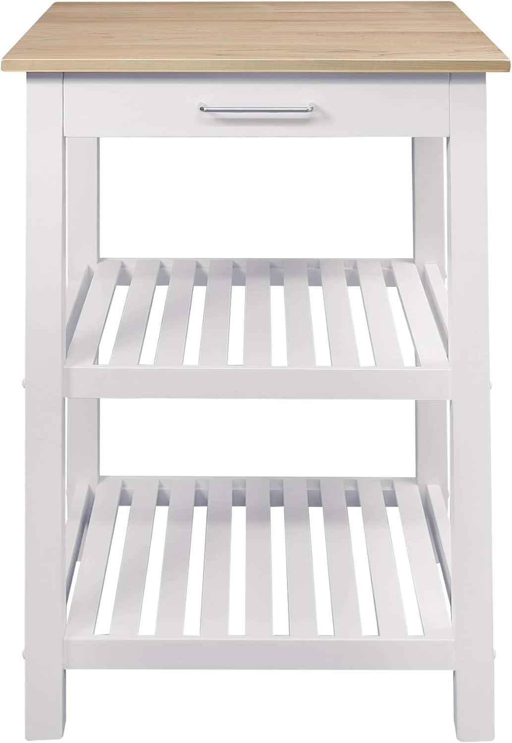 Casual Home Sunrise (Small) with Solid Harvest Hardwood Top Kitchen Island, 22.75"W, Natural&White