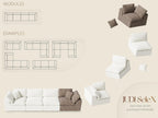 113” Cloud Couch 丨 Modular Sectional Couches for Living Room 丨 L Shaped Boneless Couch with Nice Back Support 4 Seater Warm White Chenille