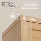 Walsham Natural Nightstands, Light Weathered Oak, 2 Set | Boho Bed Side Table, Minimalist Night Stand, Drawer and Storage Shelf, Farmhouse End Tables