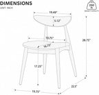 Solid Rubberwood Dining Chairs Set of 4, Mid-Century Modern Chair with Ergonomic Curved Backrest, Walnut Frame and Black Polyurethane Foam Padded Seat