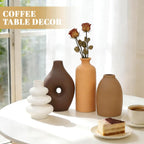 Ceramic Flower Vase Set Modern Farmhouse Decor Vases for Home Table Centerpiece - Rustic Flower Vases for Living Room Kitchen Shelf Mantle Fireplace Bedroom Office Bathroom Dining Coffee Table Decor