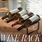 1-Tier Wine Rack for Countertop - Stackable Metal Wine Bottle Holder for 4 Bottles - Free-Standing Wine Organizer & Storage for Cabinet, Pantry, Counter - Dark Copper Wine Bottle Rack by Salvino