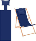 M METERXITY Beach Sling Chair Replacement Canvas, 16x44.5 Inch Folding Lounge Chair Fabric with Pillow for Beach/Sunbathing/Courtyard/Garden [Dark Blue, Only Replacement]