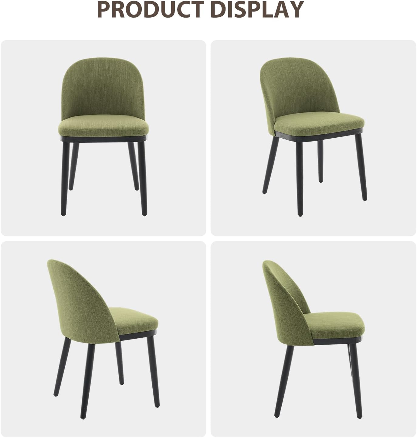 Garvee Wooden Dining Chairs Set of 4, Upholstered Kitchen Dining Room Chair, Modern Linen Fabric Farmhouse Dinner Chair with Leveling Feet/High Backrest Support for Dining Room, Living Room,Green