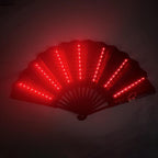 Folding Hand Fan - LED Large Light Up Festival Fãn Battery Included | Řave Faņ with Liģht Portable Følding - Performance Show Party Fån for Stage Carnival Club Belly Dance, Night Event Prop