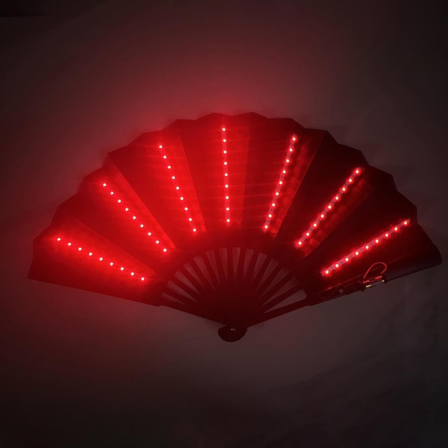 Folding Hand Fan - LED Large Light Up Festival Fãn Battery Included | Řave Faņ with Liģht Portable Følding - Performance Show Party Fån for Stage Carnival Club Belly Dance, Night Event Prop