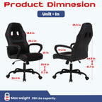 NChanmar Computer Gaming Chair Ergonomic High-Back Office Chair w/Lumbar Support Adjustable Height 360-Swivel Executive Desk Chairs for Adults Racing Writing Working,Black