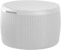 Keter Circa 37 Gallon Resin Deck Box Stool, All-Weather Outdoor Storage Seat with Rattan-Look Finish, Durable Patio Storage Bench for Cushions, Garden Tools, Pool Accessories