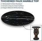 Virubi Wolf Head Accent Table Animal Statue End Table, Faux Marble Top Resin Pedestal Table, Luxury Statement Furniture for Living Room Hallway