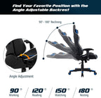 Goplus Gaming Chair - Racing Style, High Back PU Leather, Adjustable Arms & Headrest, Ergonomic Reclining Game Chair with Rolling Swivel Base