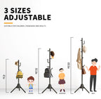 Heavy Duty Anti-Tip Coat Rack with 8LB Stable Weighted Base, [80LB Load Tested] Metal Standing Tree with 8 Hooks, 3-Height Adjustable Space Saving Clothes Organizer for Entryway, Bedroom, Office