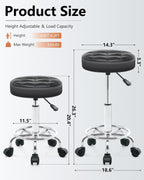 Rolling Stool with Wheels - Swivel Small Office Chair with Footrest, PU Leather Shop Stool for Office Spa Studio Lab Counter Salon Home Work Bar Kitchen Shop Teach Medical Facial, Black