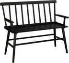Wisuce Bamboo Dining Bench, Entryway Bench with Spindle Back (Black) | Bamboo & H-Shaped Support, Ergonomic Tilted Spindle Back, Multi-Scene Use, Easy Assembly & Maintenance